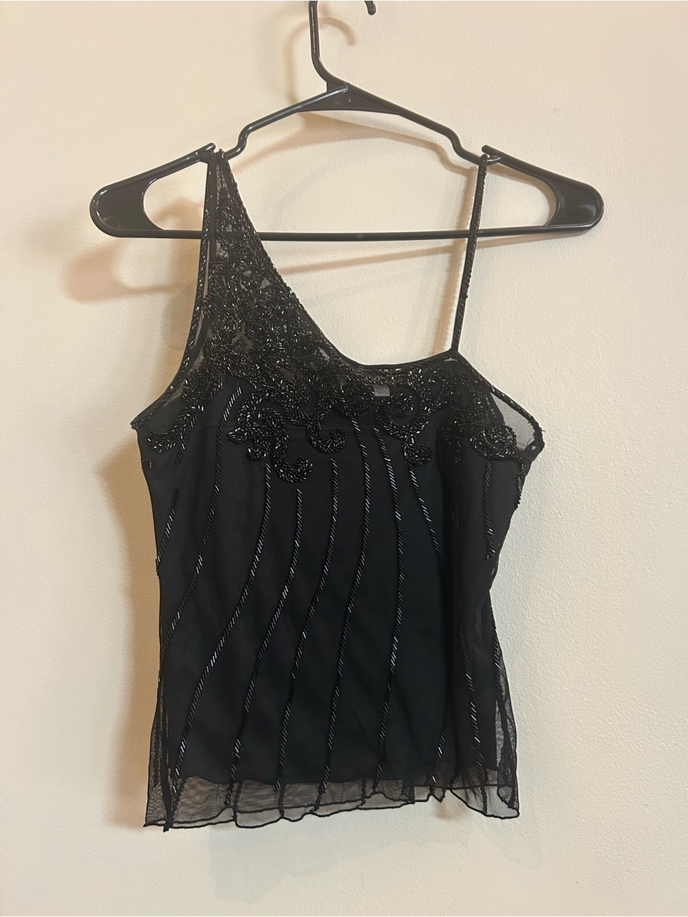 Cache Black Beaded One-Shoulder Top - Picture 2 of 9